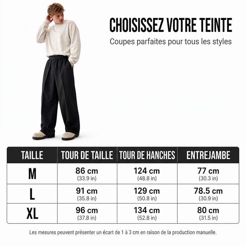 Pantalon large plissé décontracté pour homme