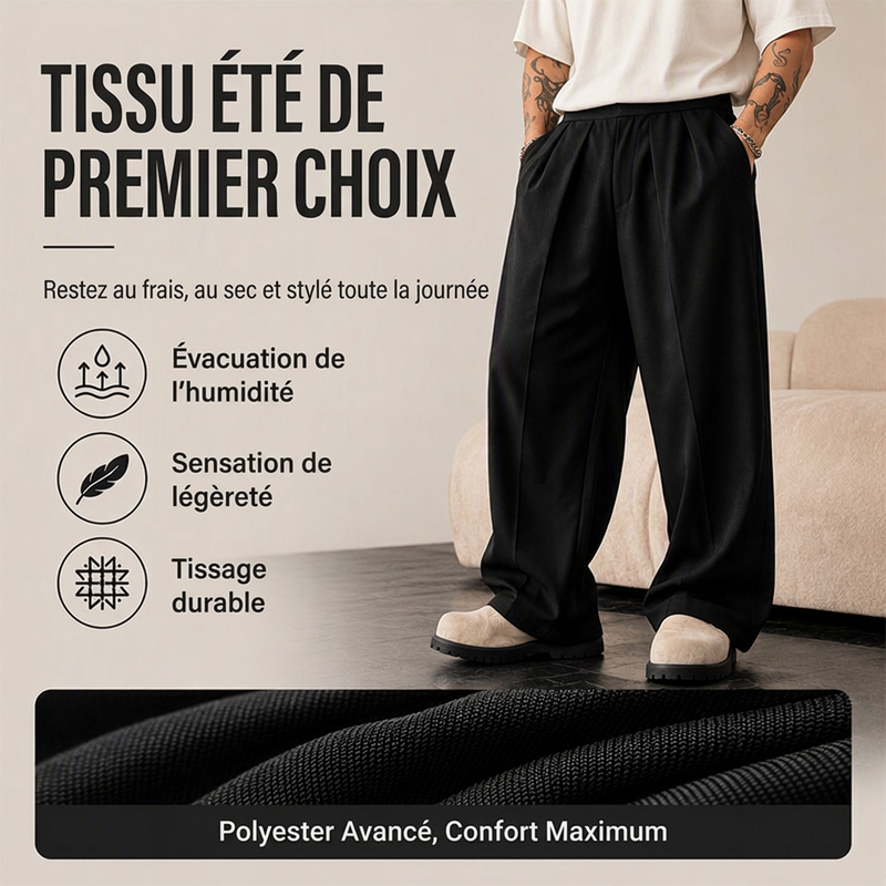 Pantalon large plissé décontracté pour homme