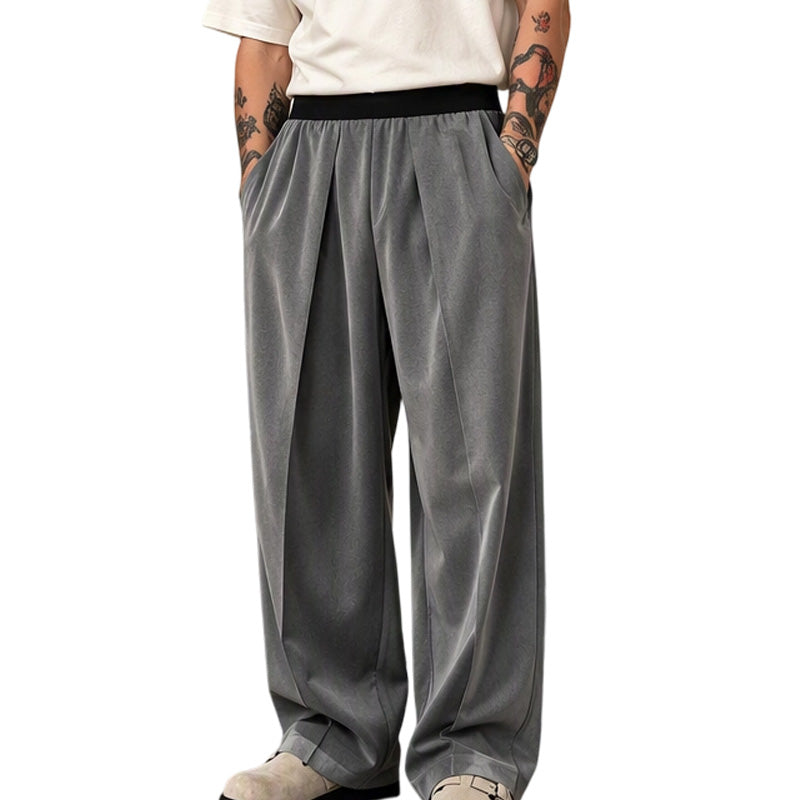 Pantalon large plissé décontracté pour homme