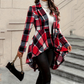 Manteau peplum à carreaux pour femme, coupe asymétrique haut-bas
