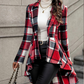 Manteau peplum à carreaux pour femme, coupe asymétrique haut-bas