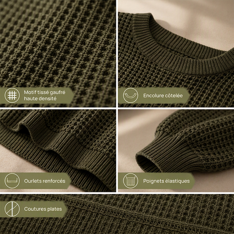 Pull en maille à manches chauve-souris ample pour femme