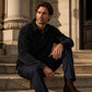 Haut rétro à manches longues en velours côtelé pour homme