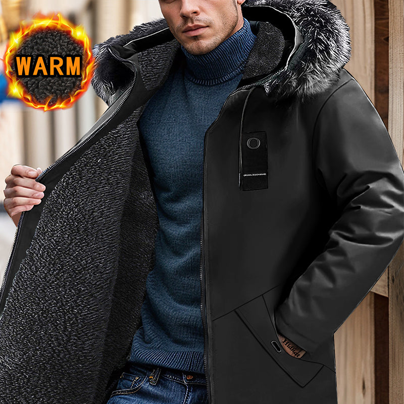 📢📢60%  OFF !! ⏰Men's Windproof Hooded Thermal Mid-Length Parka Jacket