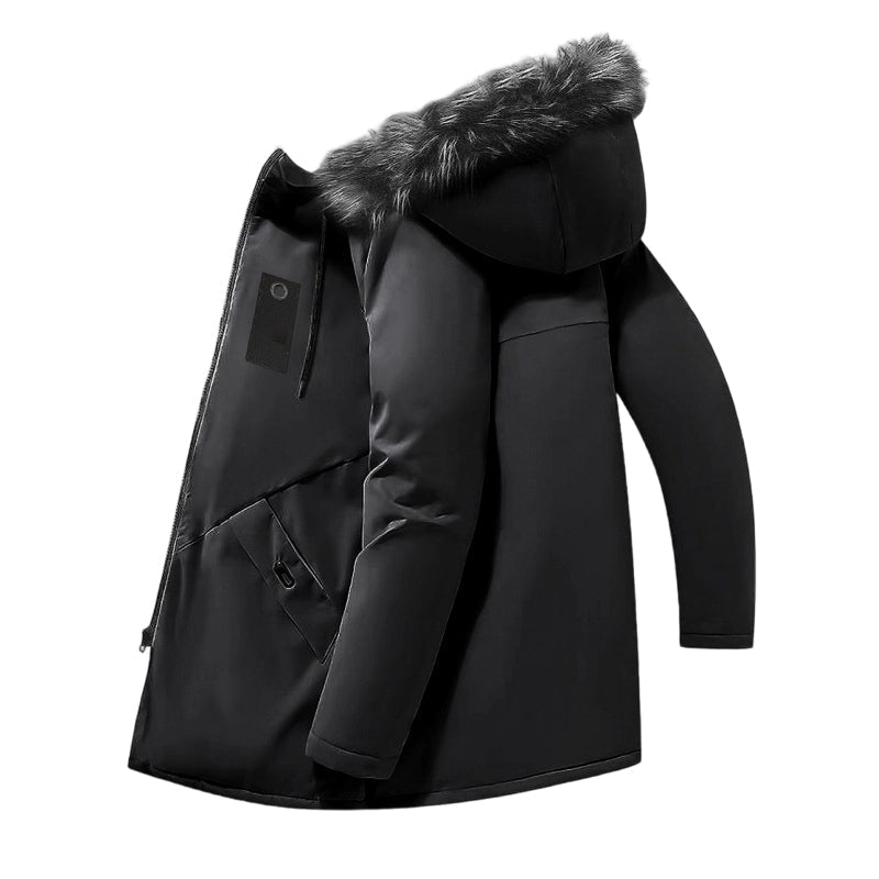 📢📢60%  OFF !! ⏰Men's Windproof Hooded Thermal Mid-Length Parka Jacket