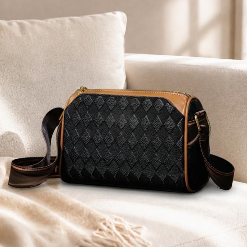 Sac bandoulière élégant à 3 couches avec motif losange