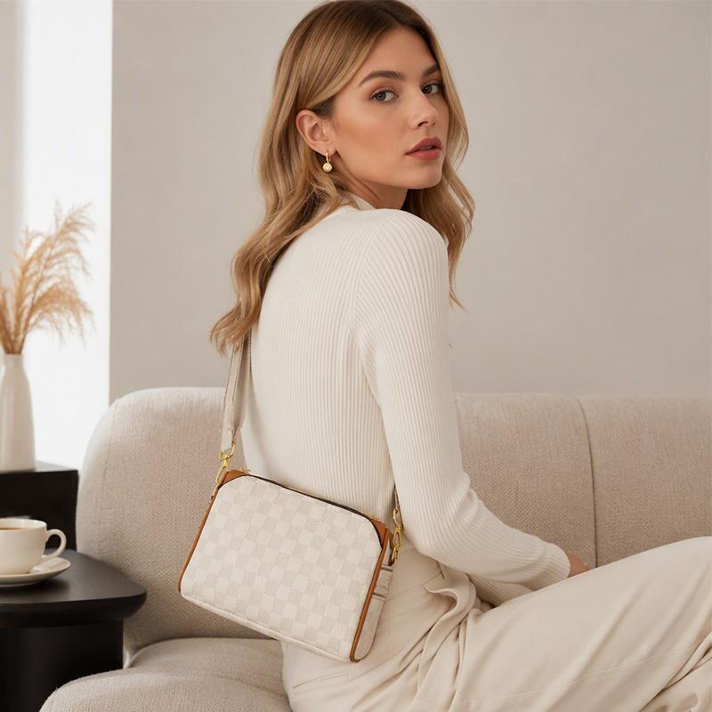 Sac bandoulière élégant à 3 couches avec motif losange
