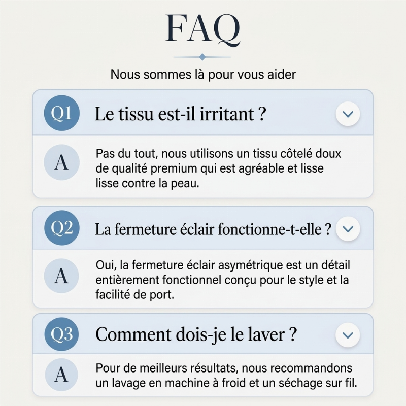 Haut en maille côtelée pour femme avec fermeture éclair asymétrique