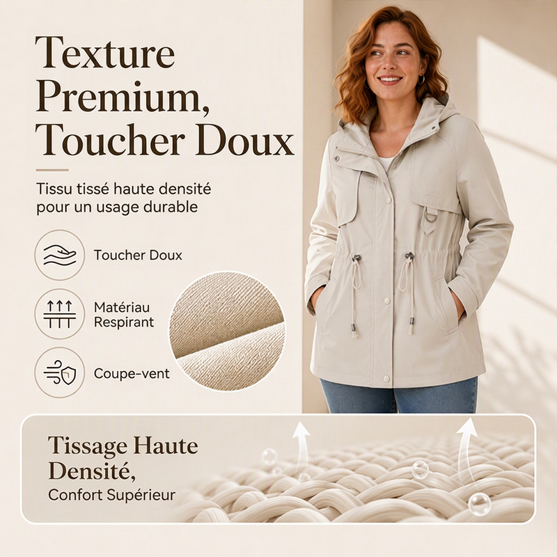 Veste à capuche mi-longue décontractée et chaude pour femme