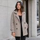Manteau décontracté à double boutonnage et col revers pour femme