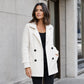 Manteau décontracté à double boutonnage et col revers pour femme