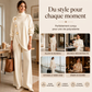 Ensemble élégant pour femme : pull à col roulé et pantalon large
