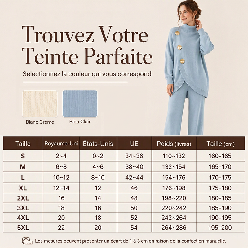 Ensemble élégant pour femme : pull à col roulé et pantalon large