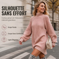 Robe pull en maille col roulé douce pour femme