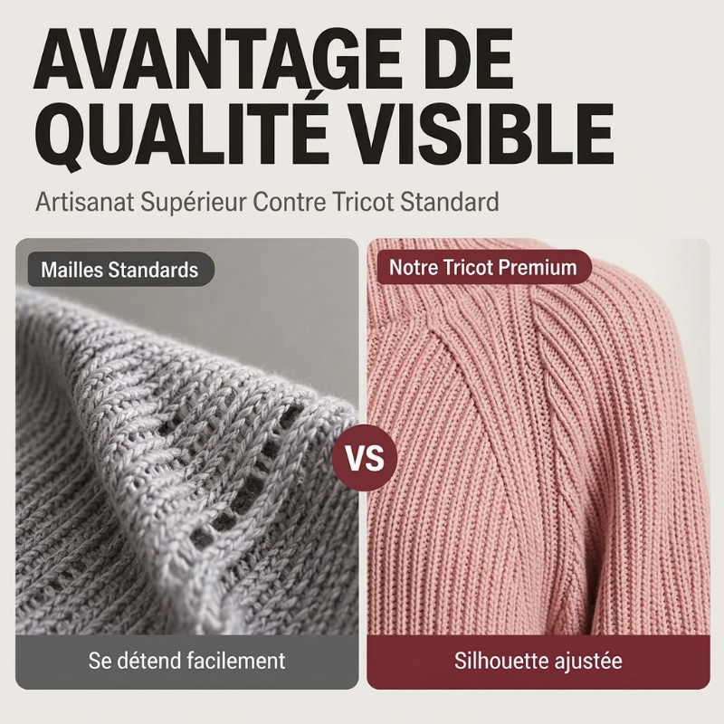 Robe pull en maille col roulé douce pour femme