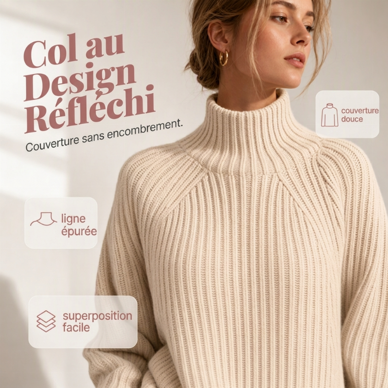 Robe pull en maille col roulé douce pour femme