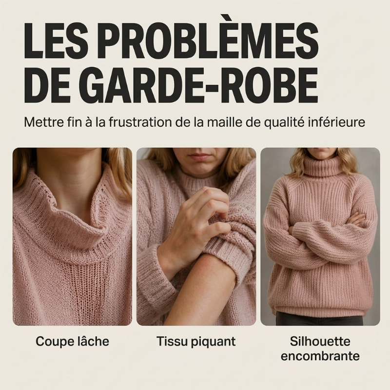 Robe pull en maille col roulé douce pour femme