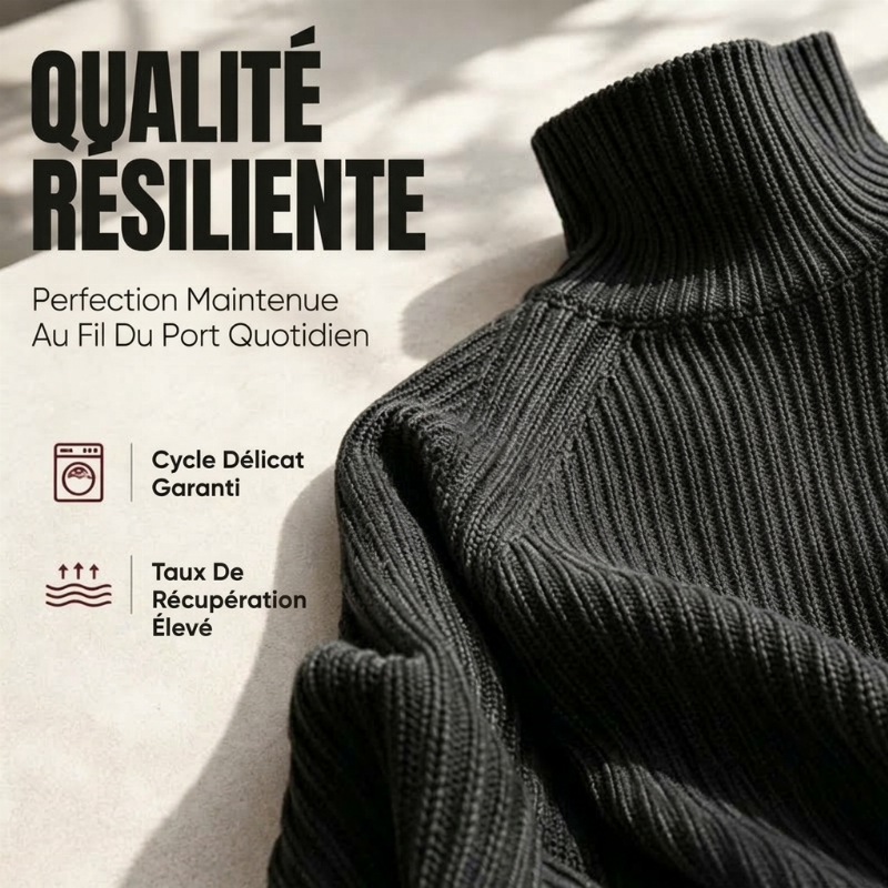 Robe pull en maille col roulé douce pour femme