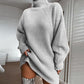 Robe pull en maille col roulé douce pour femme
