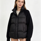 Manteau d'hiver court en coton matelassé chaud et épais pour femme, col montant, tricot torsadé, patchwork, manches longues