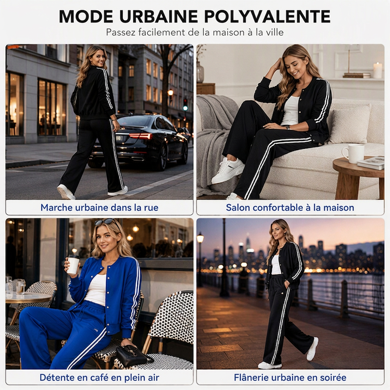 Ensemble de loungewear sportif rayé pour femme