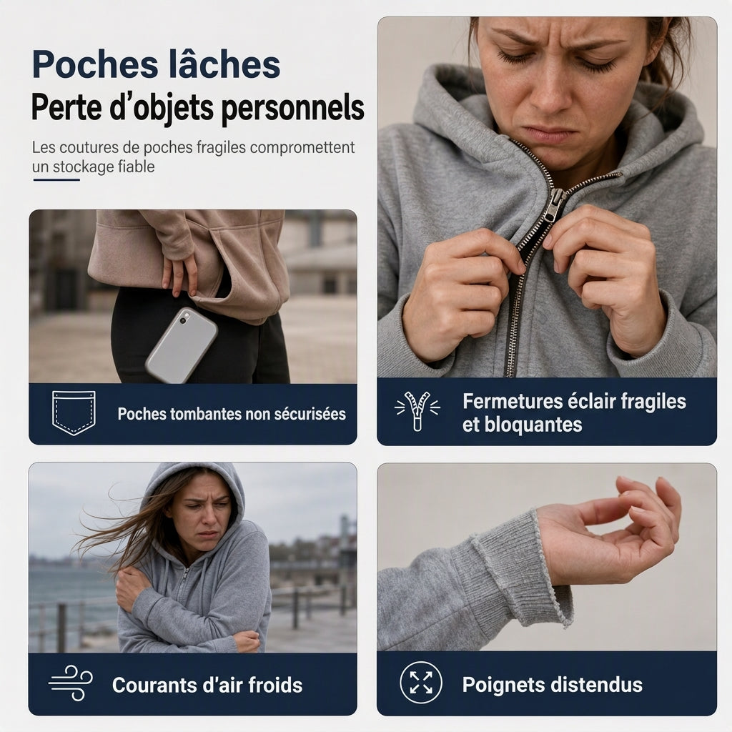 Sweat à capuche premium pour femme avec fermeture éclair sur toute la longueur et poches zippées