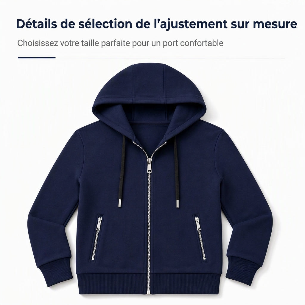 Sweat à capuche premium pour femme avec fermeture éclair sur toute la longueur et poches zippées