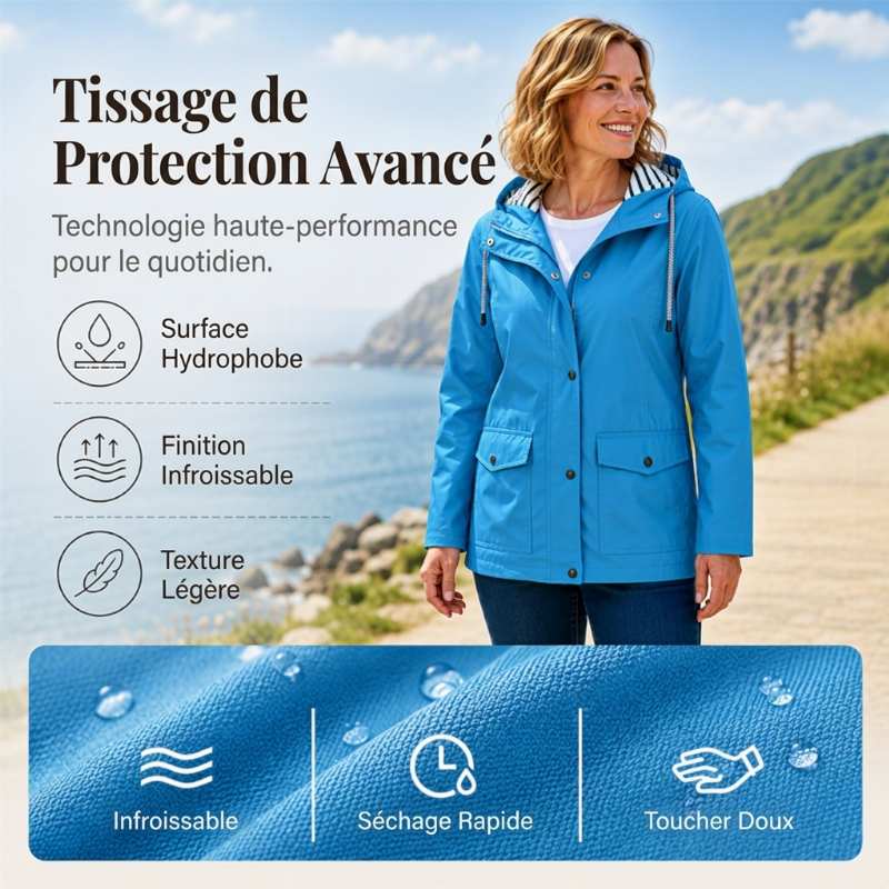 Veste d'extérieur imperméable et coupe-vent pour femme