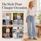 Jean femme coupe large avec coutures sur le devant