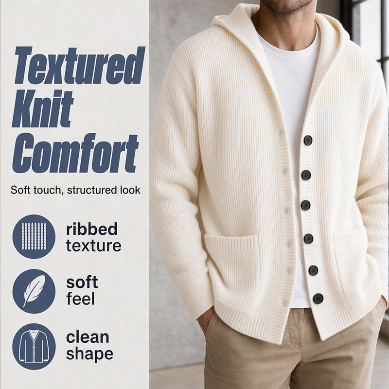 Gilet en maille décontracté à capuche pour homme