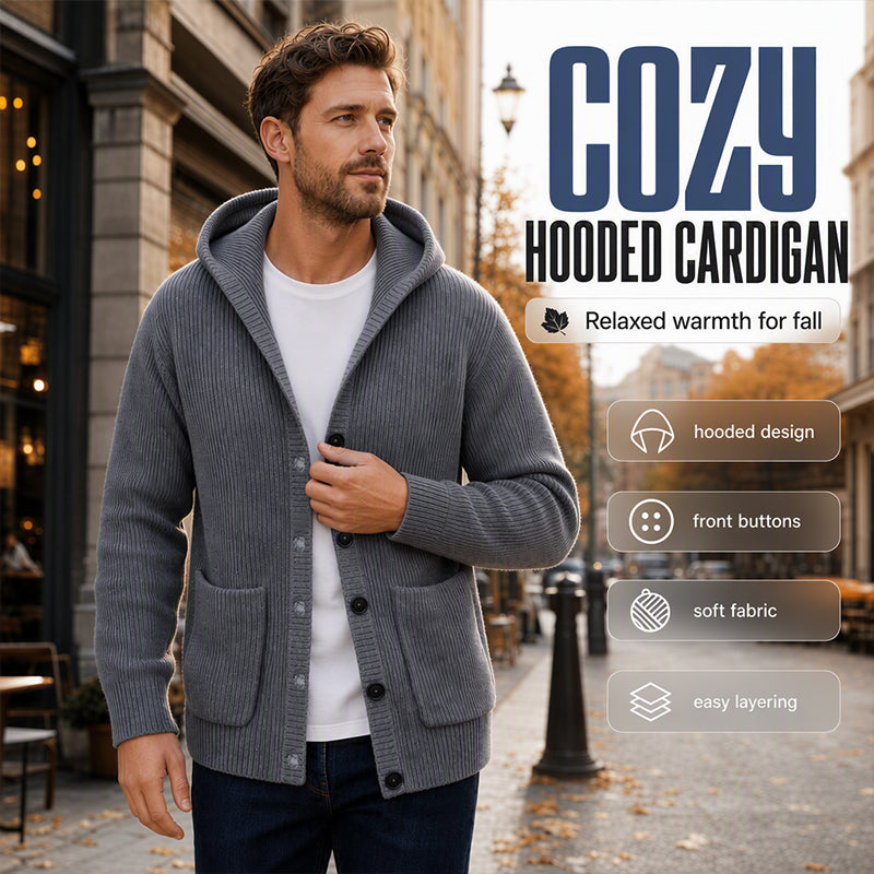 Gilet en maille décontracté à capuche pour homme