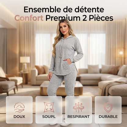 Ensemble de survêtement décontracté 2 pièces pour femme, couleur unie