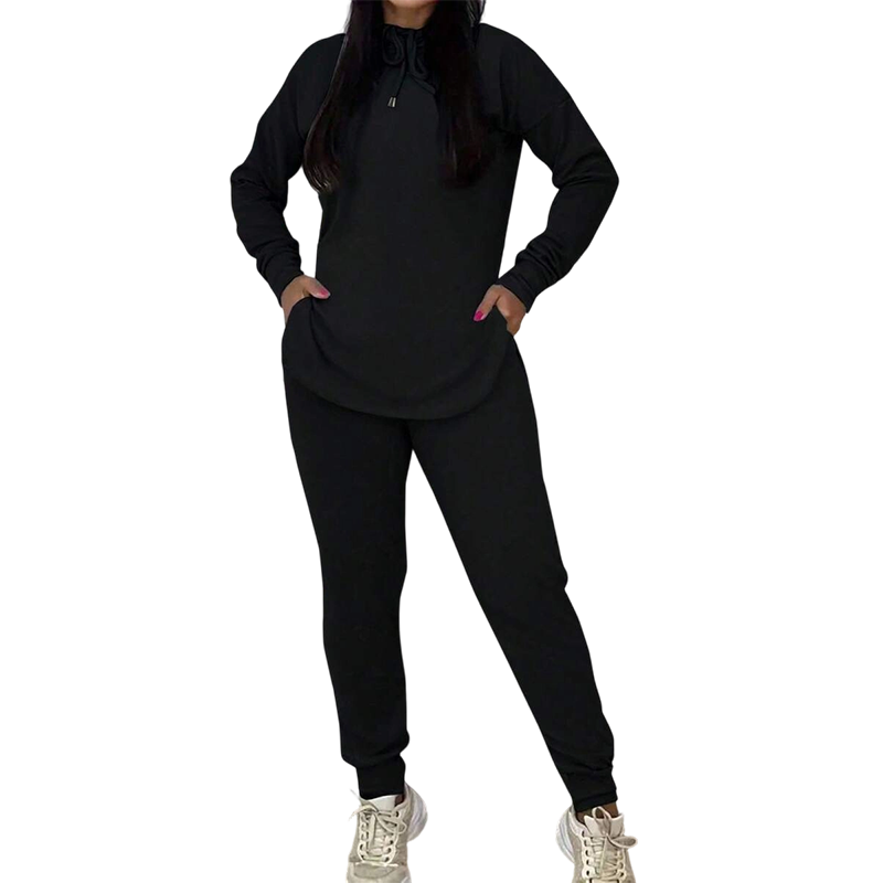 Ensemble de survêtement décontracté 2 pièces pour femme, couleur unie