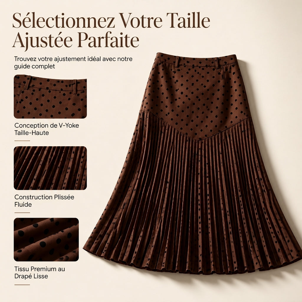 Jupe plissée à pois taille haute pour femme – Style rétro chic, confort et féminité