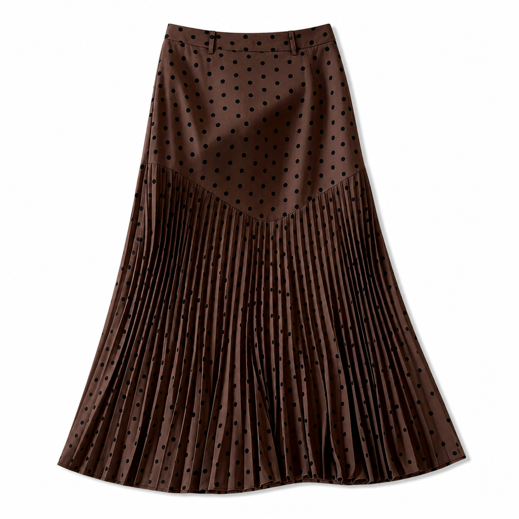 Jupe plissée à pois taille haute pour femme – Style rétro chic, confort et féminité