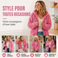 Veste polaire à capuche et à fermeture éclair pour femme