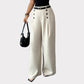 Pantalon large élégant à double boutonnage pour femme
