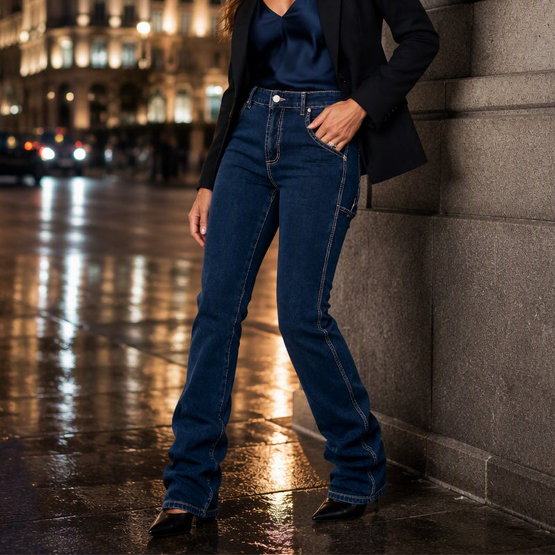 Jean bootcut rétro très extensible pour femme