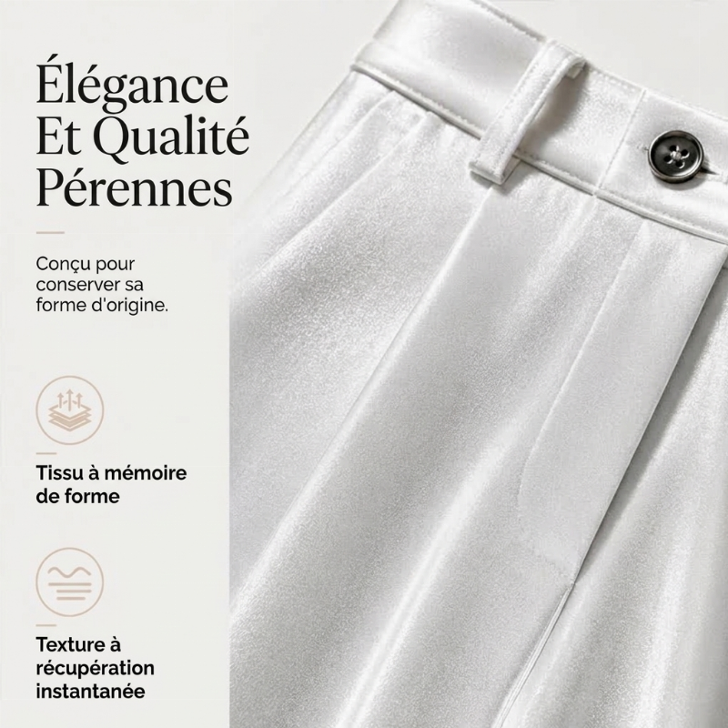Pantalon large décontracté à taille haute pour femme, effet drapé