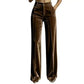 Pantalon large décontracté à taille haute pour femme, effet drapé