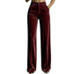 Pantalon large décontracté à taille haute pour femme, effet drapé