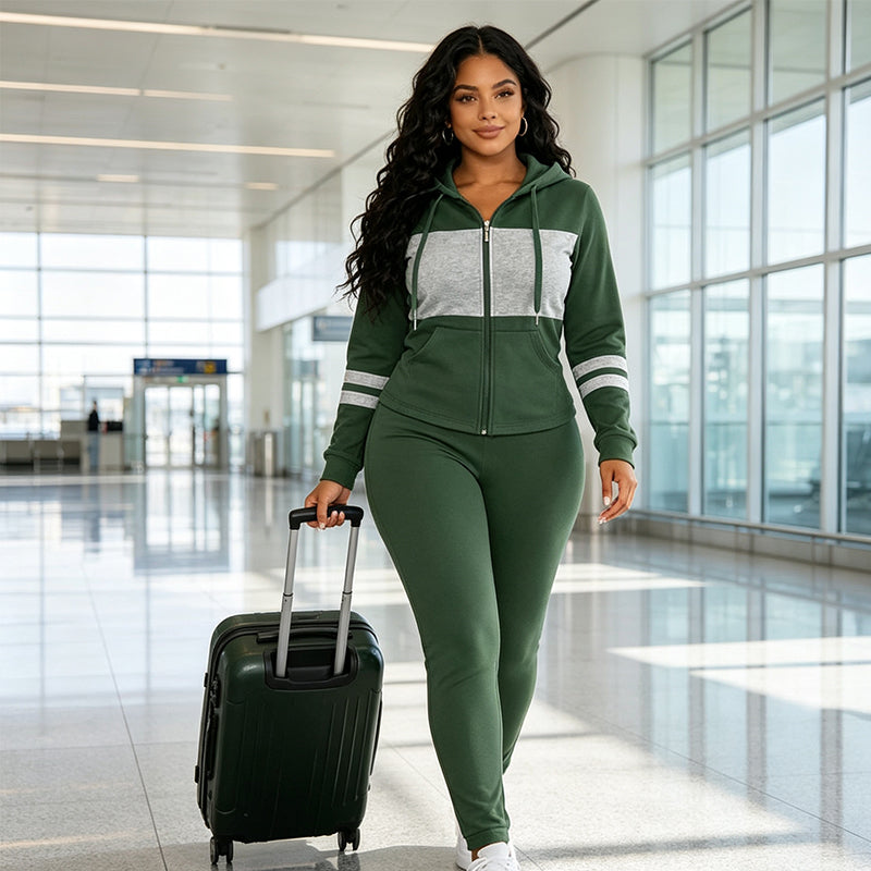 Ensemble décontracté pour femme : sweat à capuche ajusté et pantalon
