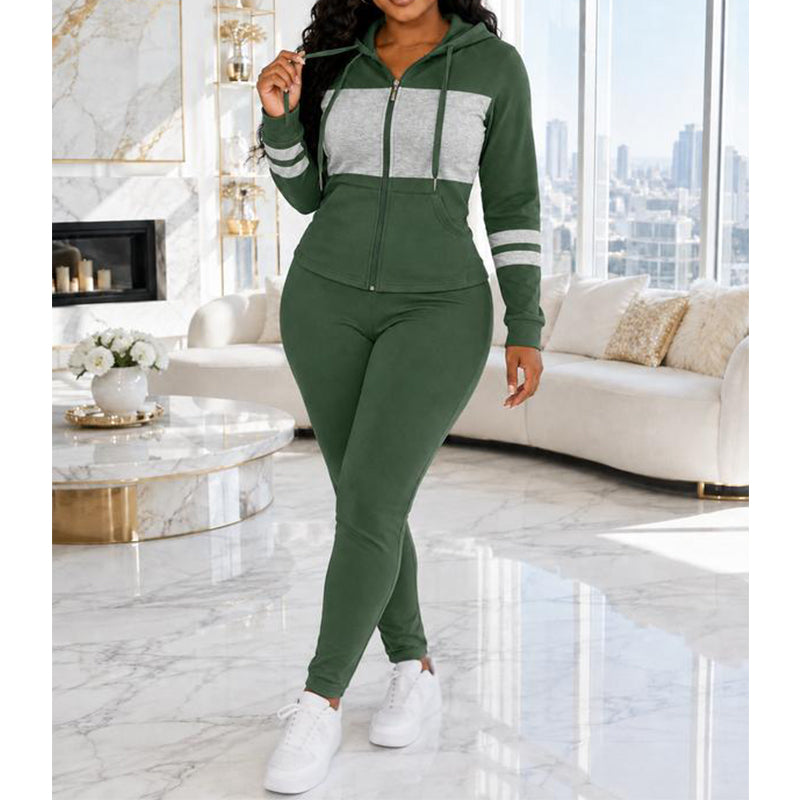 Ensemble décontracté pour femme : sweat à capuche ajusté et pantalon