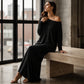 Robe maxi femme à manches longues et col bardot