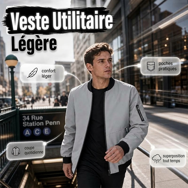 Blouson bomber décontracté léger pour homme