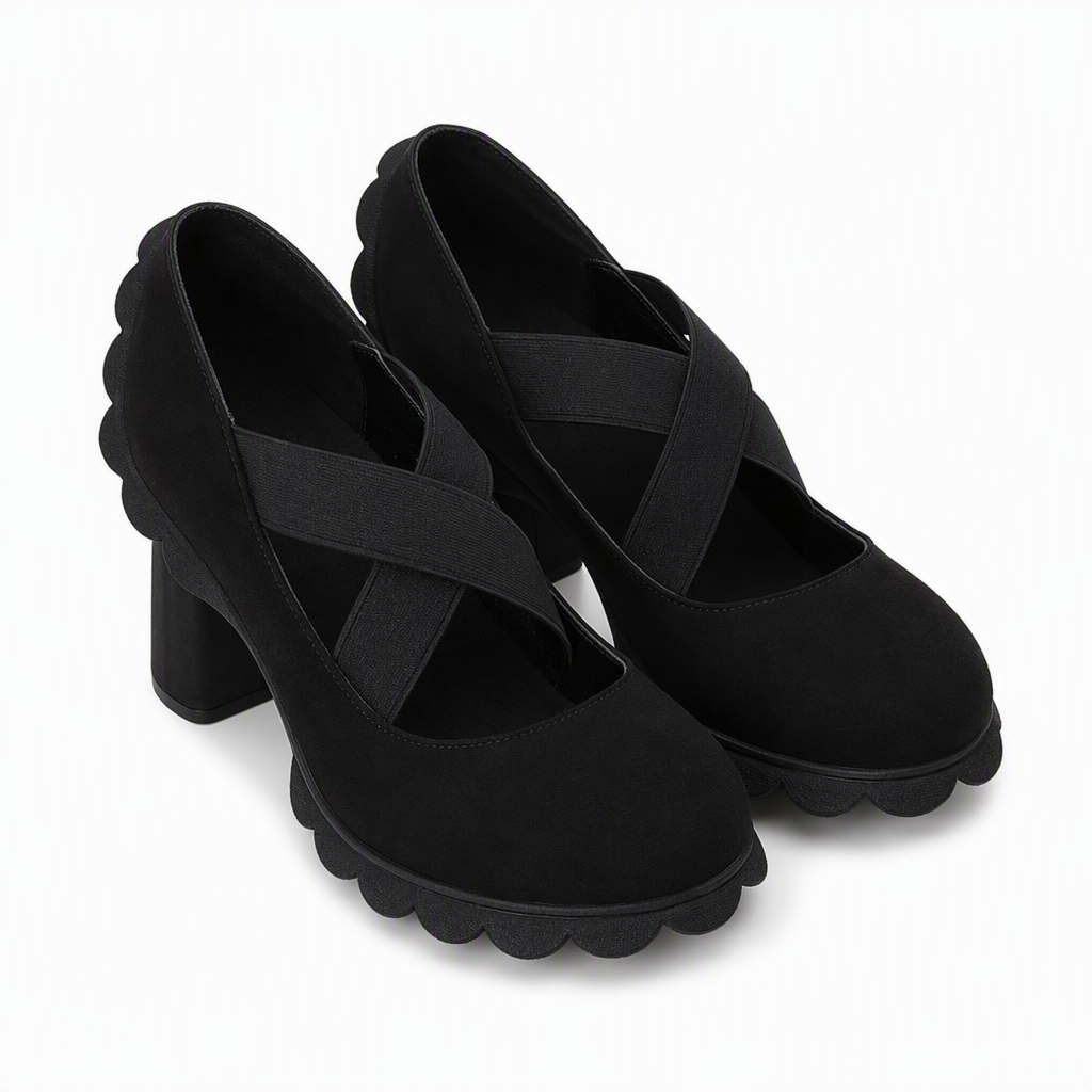 Chaussures Mary Jane à bout rond pour femmes avec brides croisées, talons épais, plateforme et découpes, talons hauts