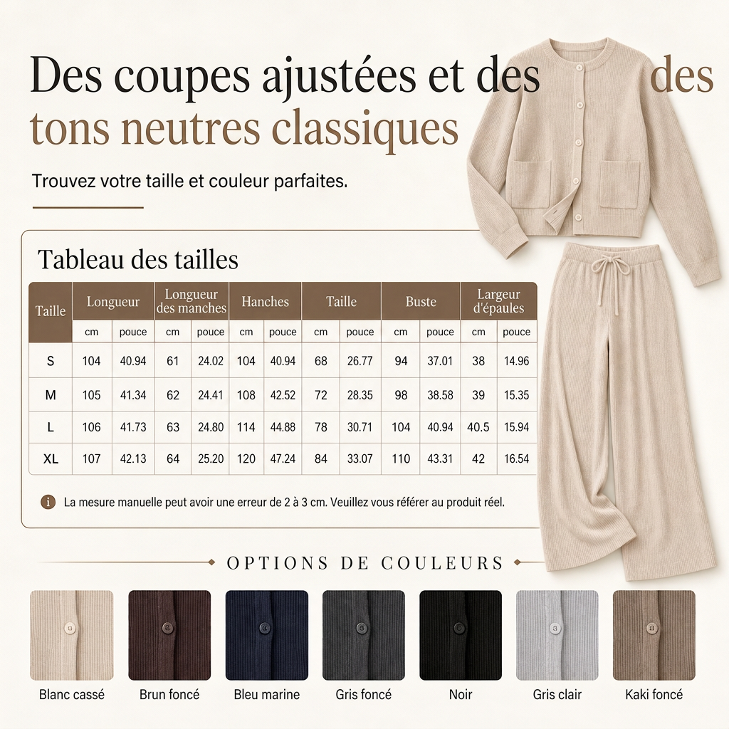 Ensemble décontracté pour femme composé d'un cardigan en maille et d'un pantalon large