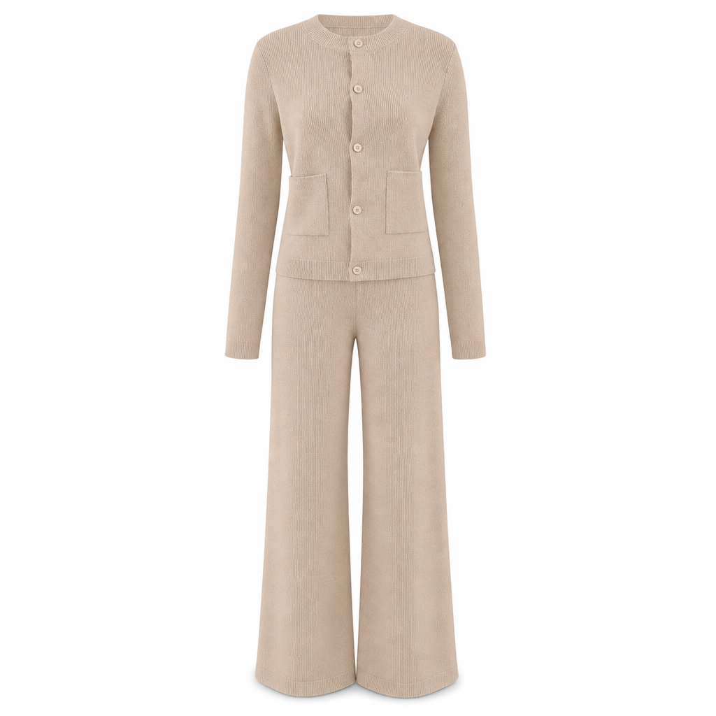 Ensemble décontracté pour femme composé d'un cardigan en maille et d'un pantalon large