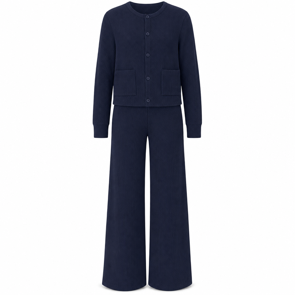 Ensemble décontracté pour femme composé d'un cardigan en maille et d'un pantalon large