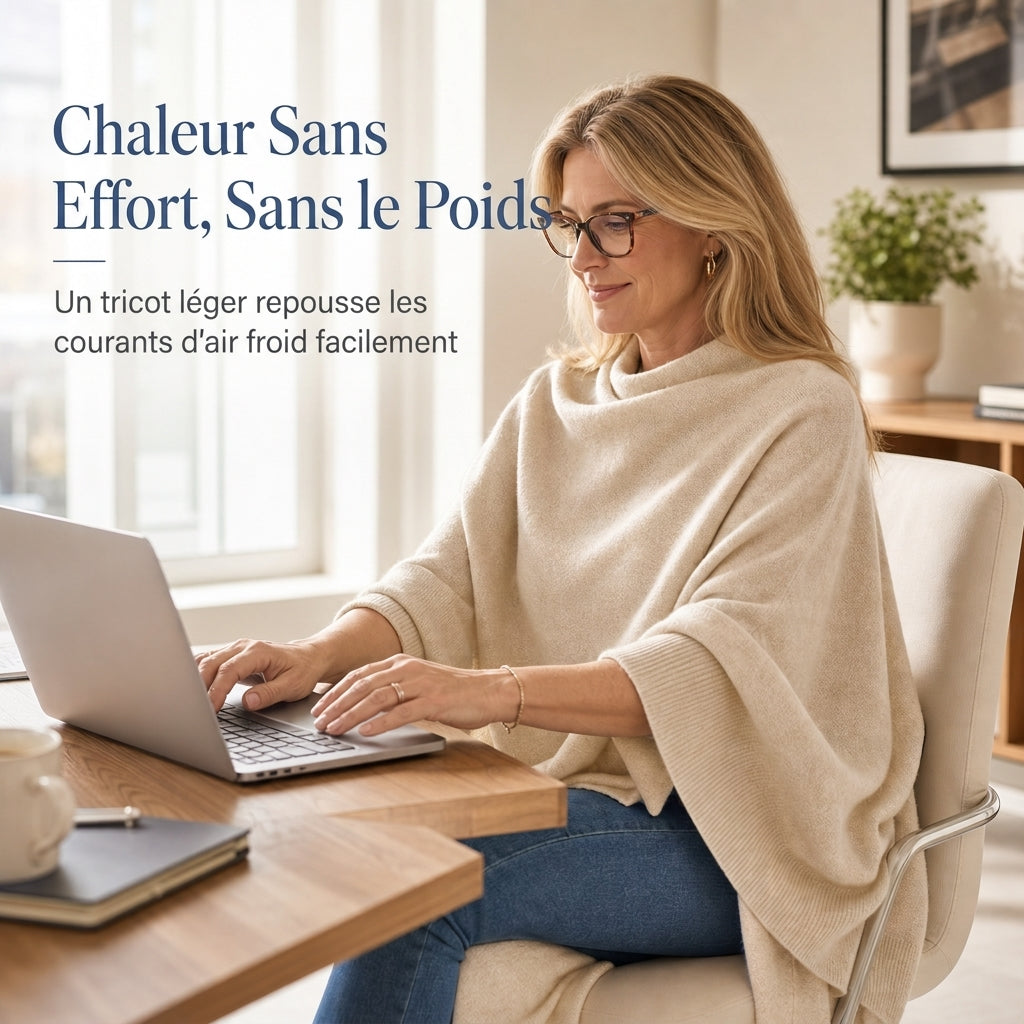 Châle en tricot élégant pour femme, coupe ample unie, cape polyvalente